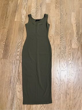 Sleeveless Olive Bodycon Midi Dress